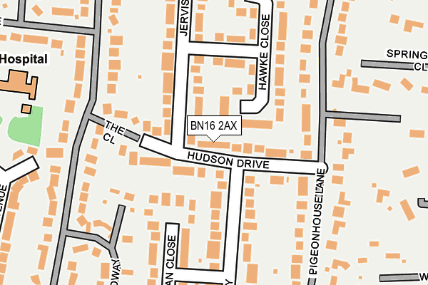 BN16 2AX map - OS OpenMap – Local (Ordnance Survey)