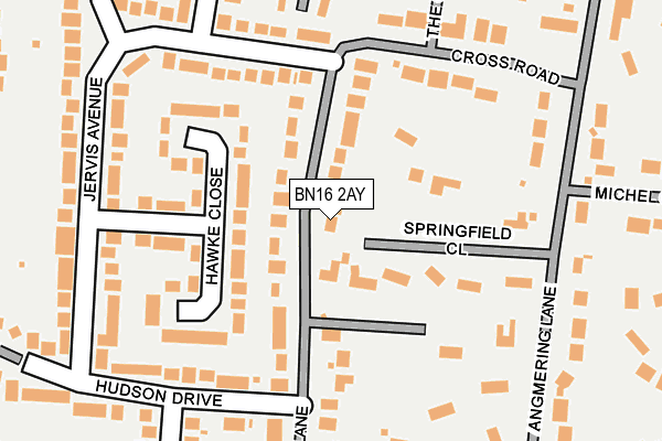 BN16 2AY map - OS OpenMap – Local (Ordnance Survey)
