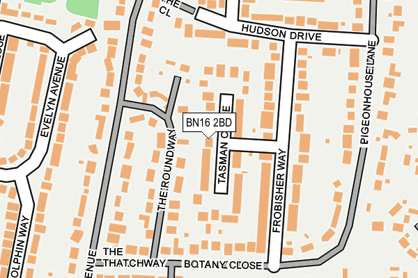 BN16 2BD map - OS OpenMap – Local (Ordnance Survey)