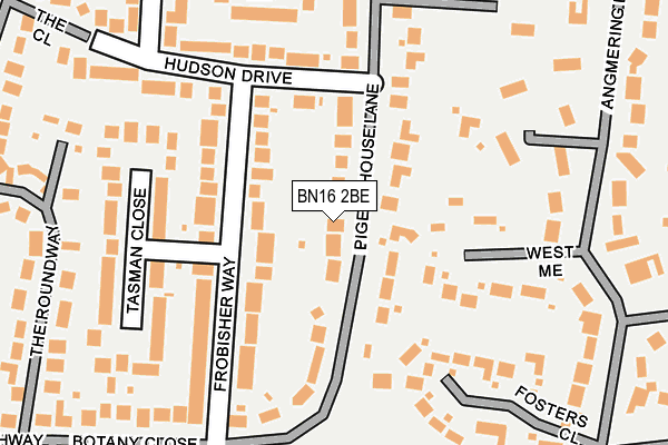 BN16 2BE map - OS OpenMap – Local (Ordnance Survey)