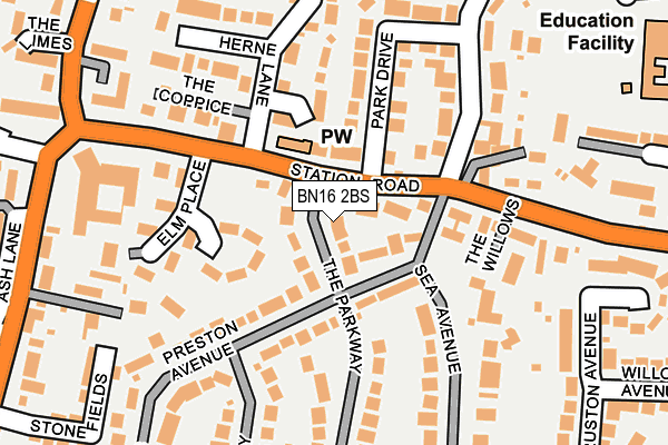 BN16 2BS map - OS OpenMap – Local (Ordnance Survey)