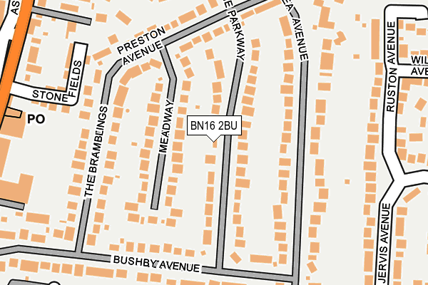 BN16 2BU map - OS OpenMap – Local (Ordnance Survey)