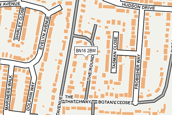 BN16 2BW map - OS OpenMap – Local (Ordnance Survey)