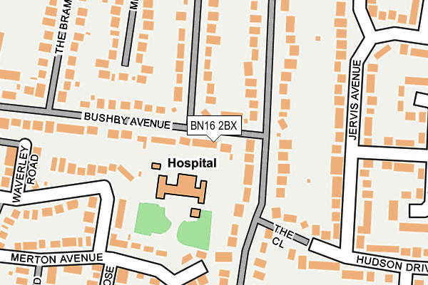 BN16 2BX map - OS OpenMap – Local (Ordnance Survey)