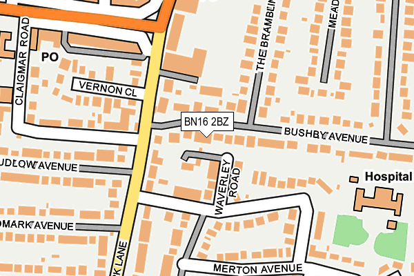 BN16 2BZ map - OS OpenMap – Local (Ordnance Survey)