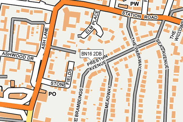 BN16 2DB map - OS OpenMap – Local (Ordnance Survey)