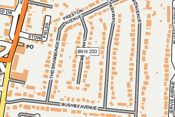 BN16 2DD map - OS OpenMap – Local (Ordnance Survey)