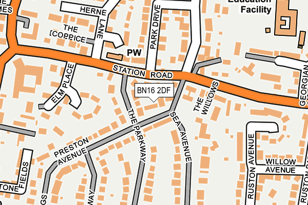 BN16 2DF map - OS OpenMap – Local (Ordnance Survey)