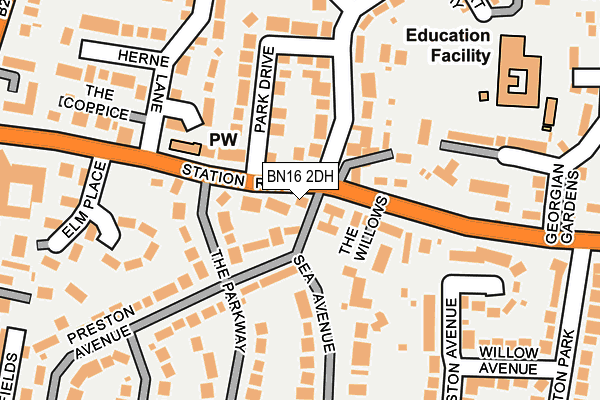 BN16 2DH map - OS OpenMap – Local (Ordnance Survey)