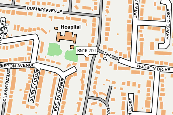 BN16 2DJ map - OS OpenMap – Local (Ordnance Survey)