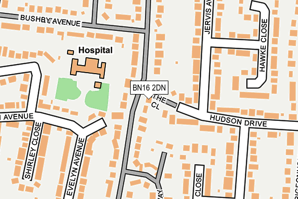 BN16 2DN map - OS OpenMap – Local (Ordnance Survey)
