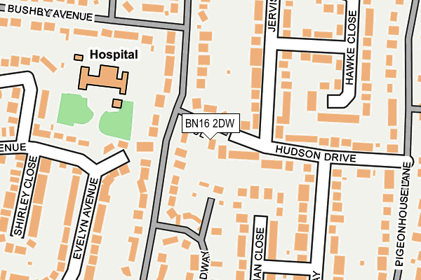 BN16 2DW map - OS OpenMap – Local (Ordnance Survey)