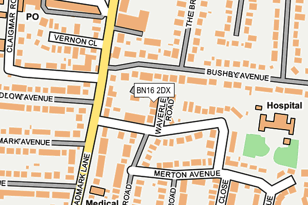 BN16 2DX map - OS OpenMap – Local (Ordnance Survey)