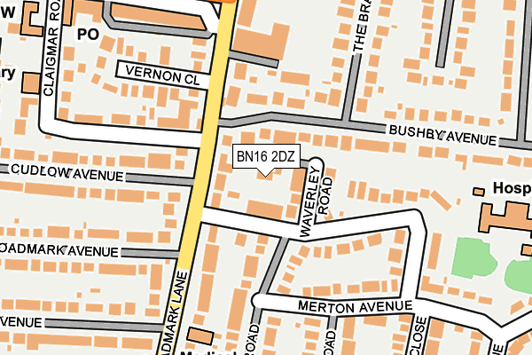 BN16 2DZ map - OS OpenMap – Local (Ordnance Survey)