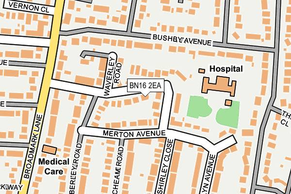BN16 2EA map - OS OpenMap – Local (Ordnance Survey)