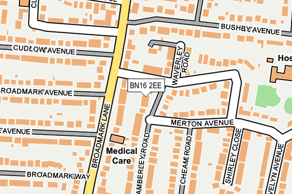 BN16 2EE map - OS OpenMap – Local (Ordnance Survey)