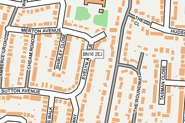 BN16 2EJ map - OS OpenMap – Local (Ordnance Survey)