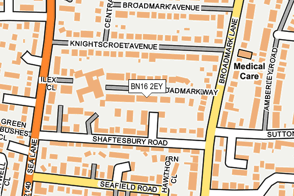 BN16 2EY map - OS OpenMap – Local (Ordnance Survey)