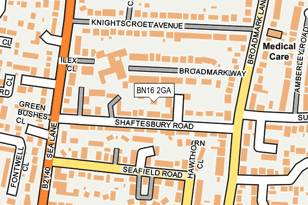 BN16 2GA map - OS OpenMap – Local (Ordnance Survey)