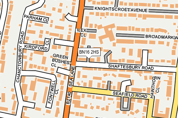 BN16 2HS map - OS OpenMap – Local (Ordnance Survey)