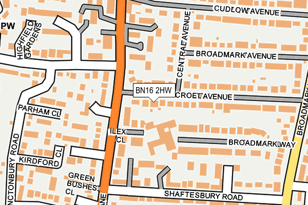 BN16 2HW map - OS OpenMap – Local (Ordnance Survey)