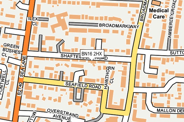 BN16 2HX map - OS OpenMap – Local (Ordnance Survey)