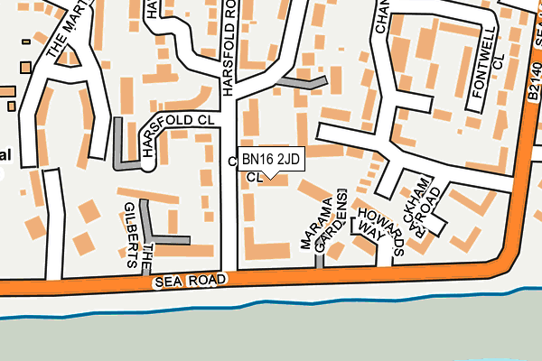 BN16 2JD map - OS OpenMap – Local (Ordnance Survey)