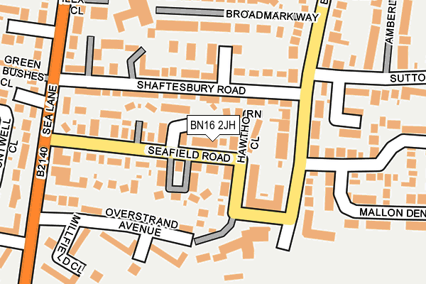BN16 2JH map - OS OpenMap – Local (Ordnance Survey)