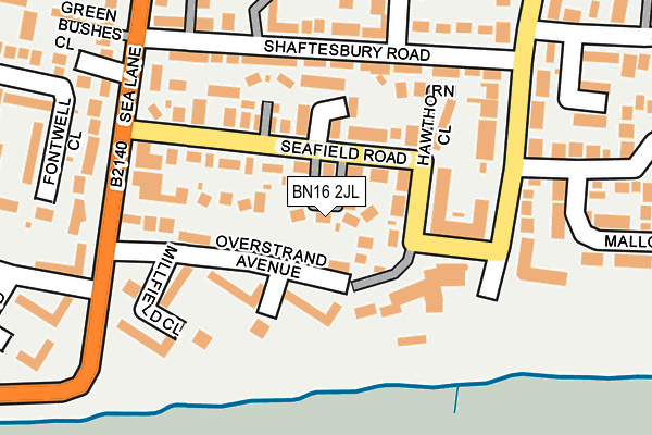 BN16 2JL map - OS OpenMap – Local (Ordnance Survey)
