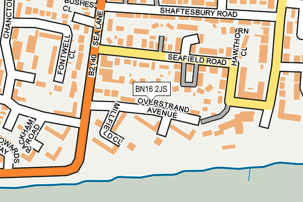 BN16 2JS map - OS OpenMap – Local (Ordnance Survey)