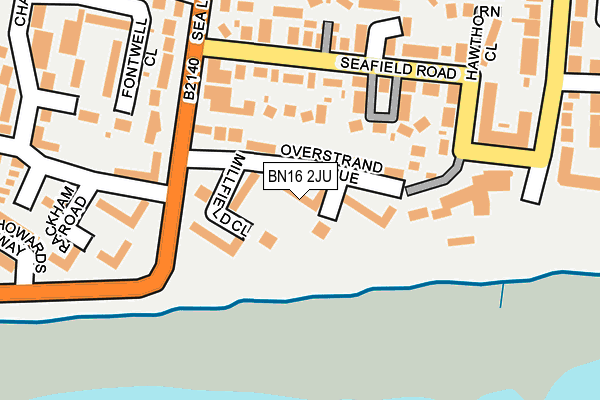 BN16 2JU map - OS OpenMap – Local (Ordnance Survey)