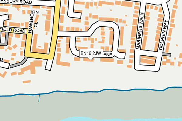 BN16 2JW map - OS OpenMap – Local (Ordnance Survey)