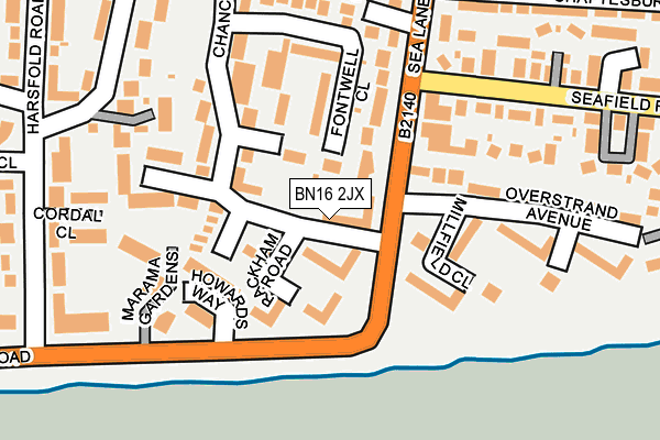 BN16 2JX map - OS OpenMap – Local (Ordnance Survey)