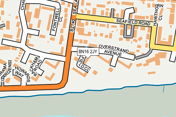 BN16 2JY map - OS OpenMap – Local (Ordnance Survey)