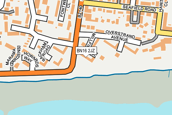 BN16 2JZ map - OS OpenMap – Local (Ordnance Survey)