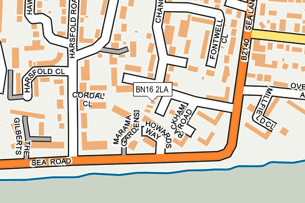 BN16 2LA map - OS OpenMap – Local (Ordnance Survey)