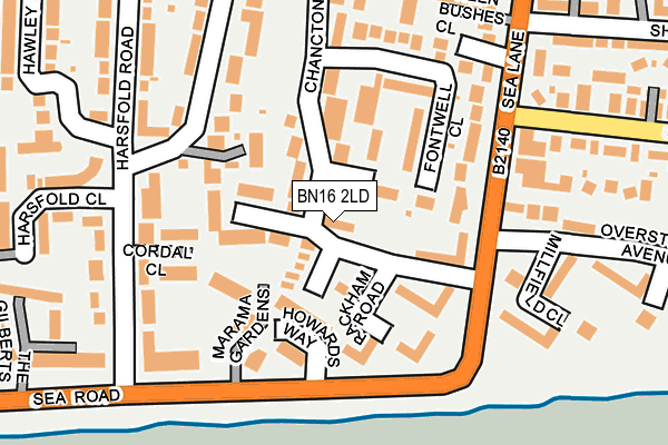 BN16 2LD map - OS OpenMap – Local (Ordnance Survey)