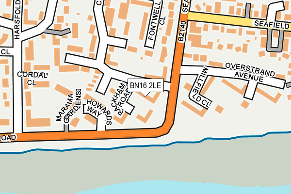 BN16 2LE map - OS OpenMap – Local (Ordnance Survey)