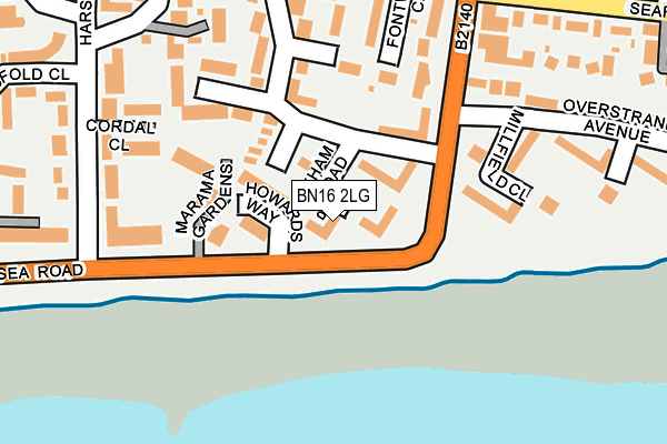 BN16 2LG map - OS OpenMap – Local (Ordnance Survey)