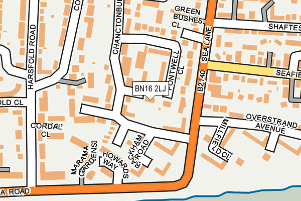 BN16 2LJ map - OS OpenMap – Local (Ordnance Survey)