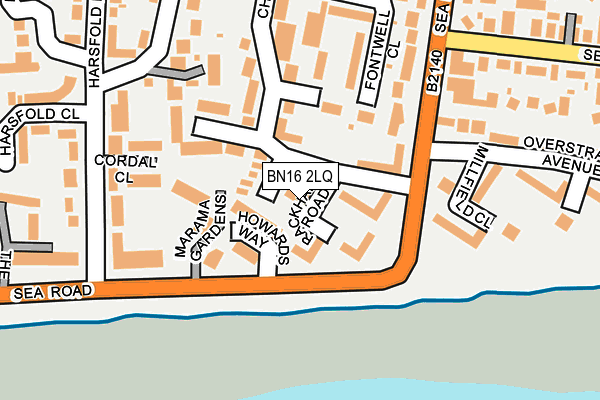 BN16 2LQ map - OS OpenMap – Local (Ordnance Survey)
