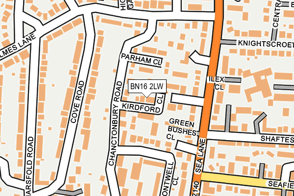 BN16 2LW map - OS OpenMap – Local (Ordnance Survey)