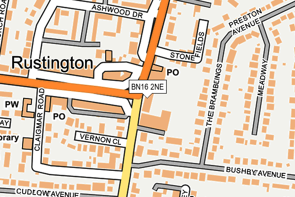 BN16 2NE map - OS OpenMap – Local (Ordnance Survey)