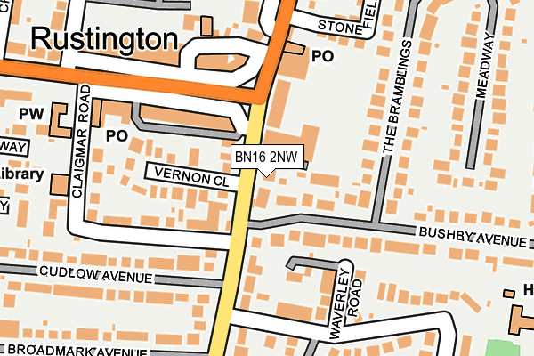 BN16 2NW map - OS OpenMap – Local (Ordnance Survey)