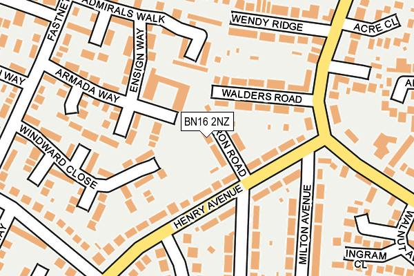 BN16 2NZ map - OS OpenMap – Local (Ordnance Survey)