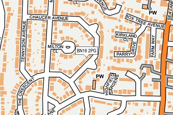 BN16 2PG map - OS OpenMap – Local (Ordnance Survey)