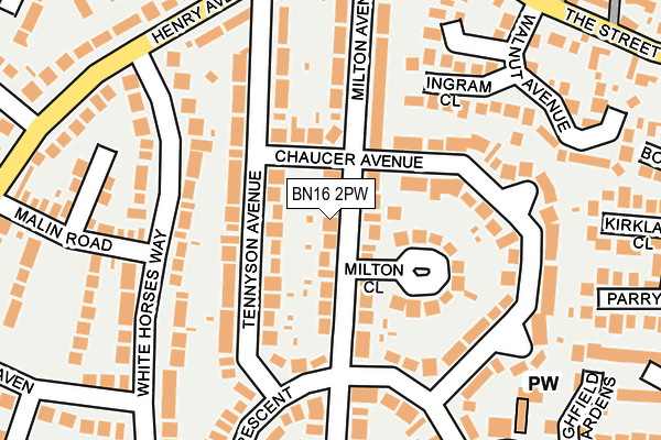 BN16 2PW map - OS OpenMap – Local (Ordnance Survey)