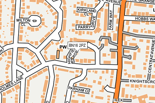 BN16 2PZ map - OS OpenMap – Local (Ordnance Survey)