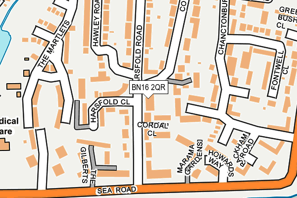 BN16 2QR map - OS OpenMap – Local (Ordnance Survey)