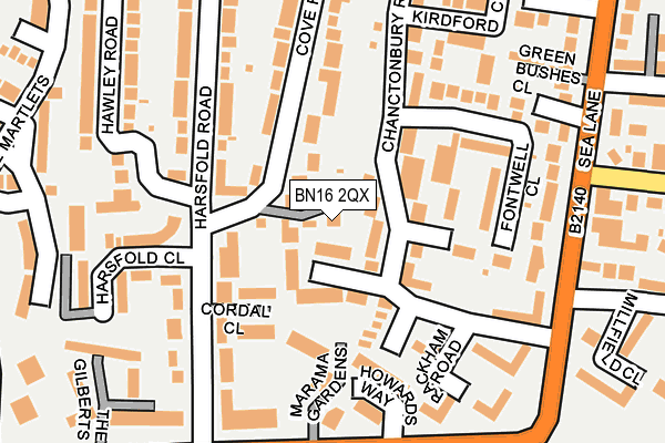 BN16 2QX map - OS OpenMap – Local (Ordnance Survey)